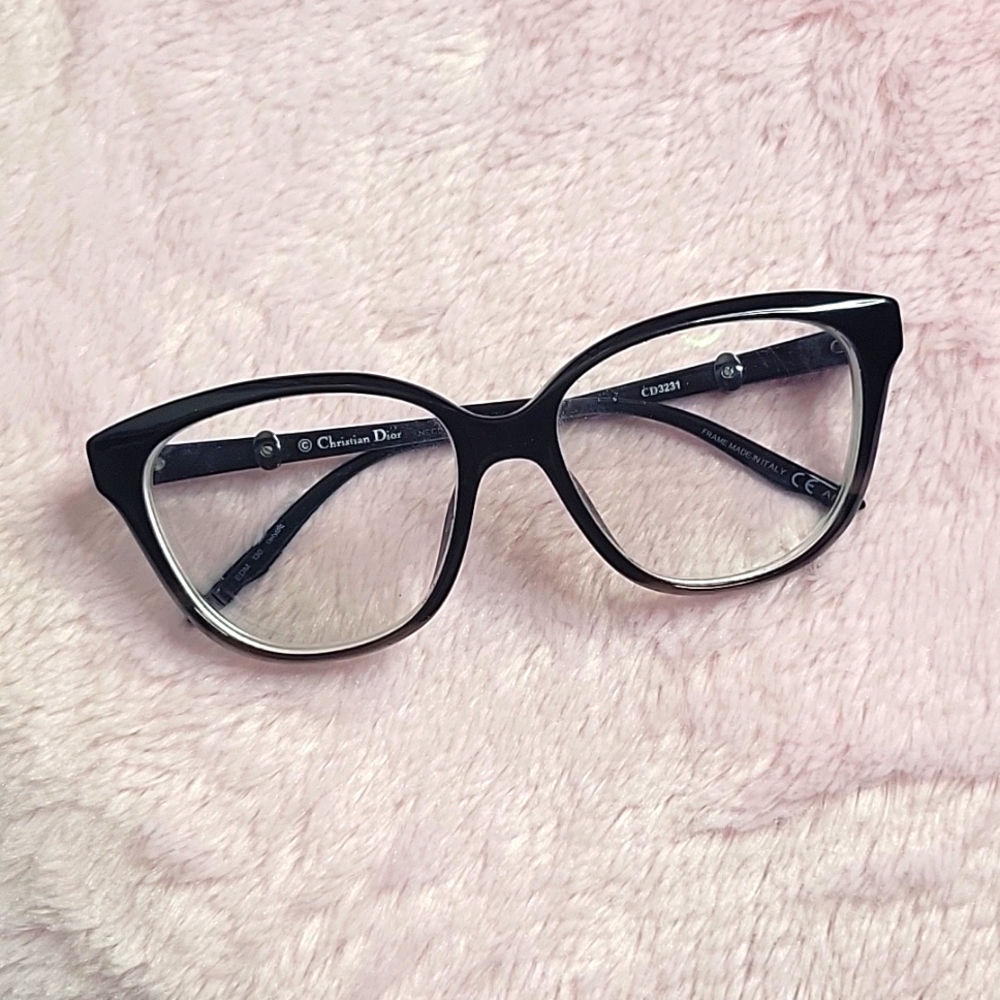 Christian Dior Prescription Lens Eyeglasses CD3231 Black Gray Frames Womens Used